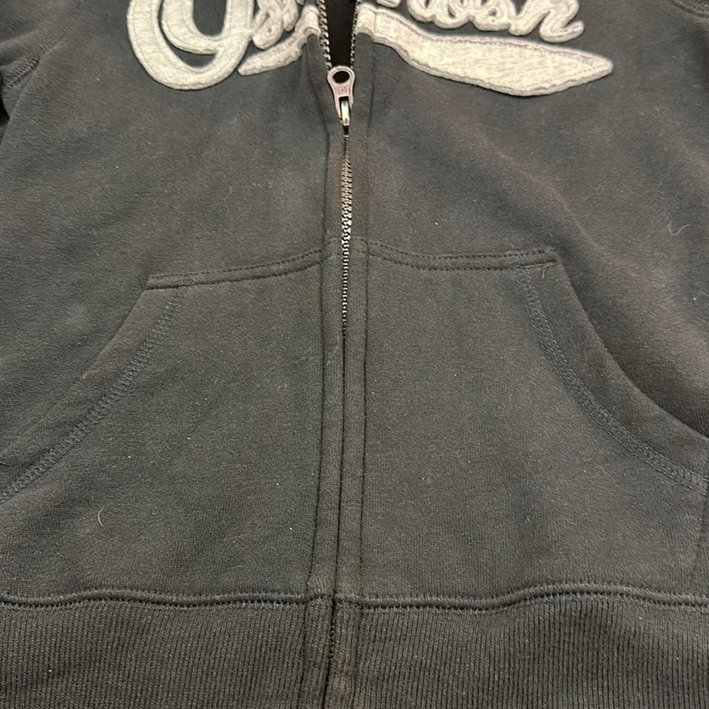 Osh Kosh Navy Blue Boys Hooded Sweatshirt Jacket Kangaroo Pocket Size 6